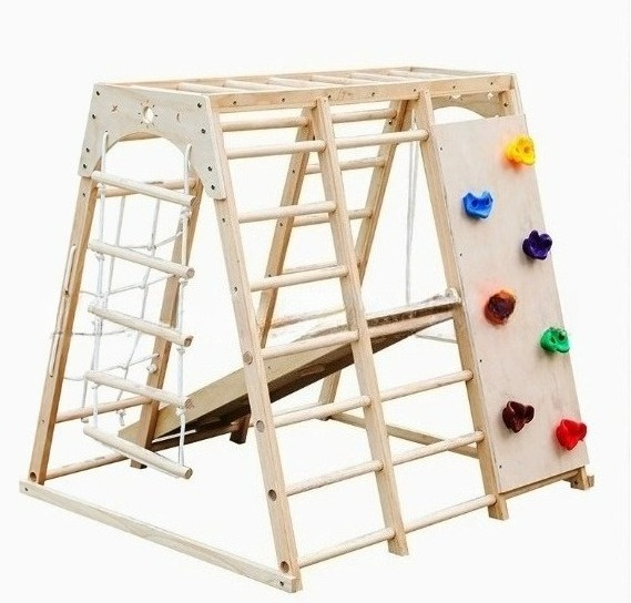 Kids Outdoor Climbing Frame - Structure d'escalade en bois avec balançoire
