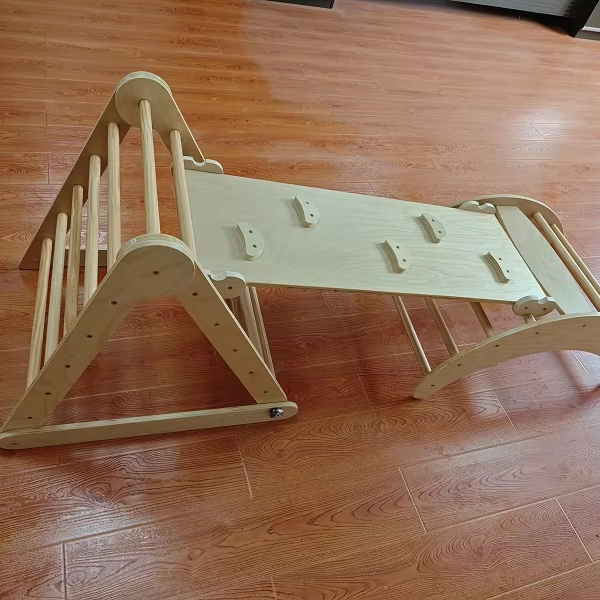 Kids Outdoor Climbing Frame - Structure d'escalade Montessori 3-en-1 en bois