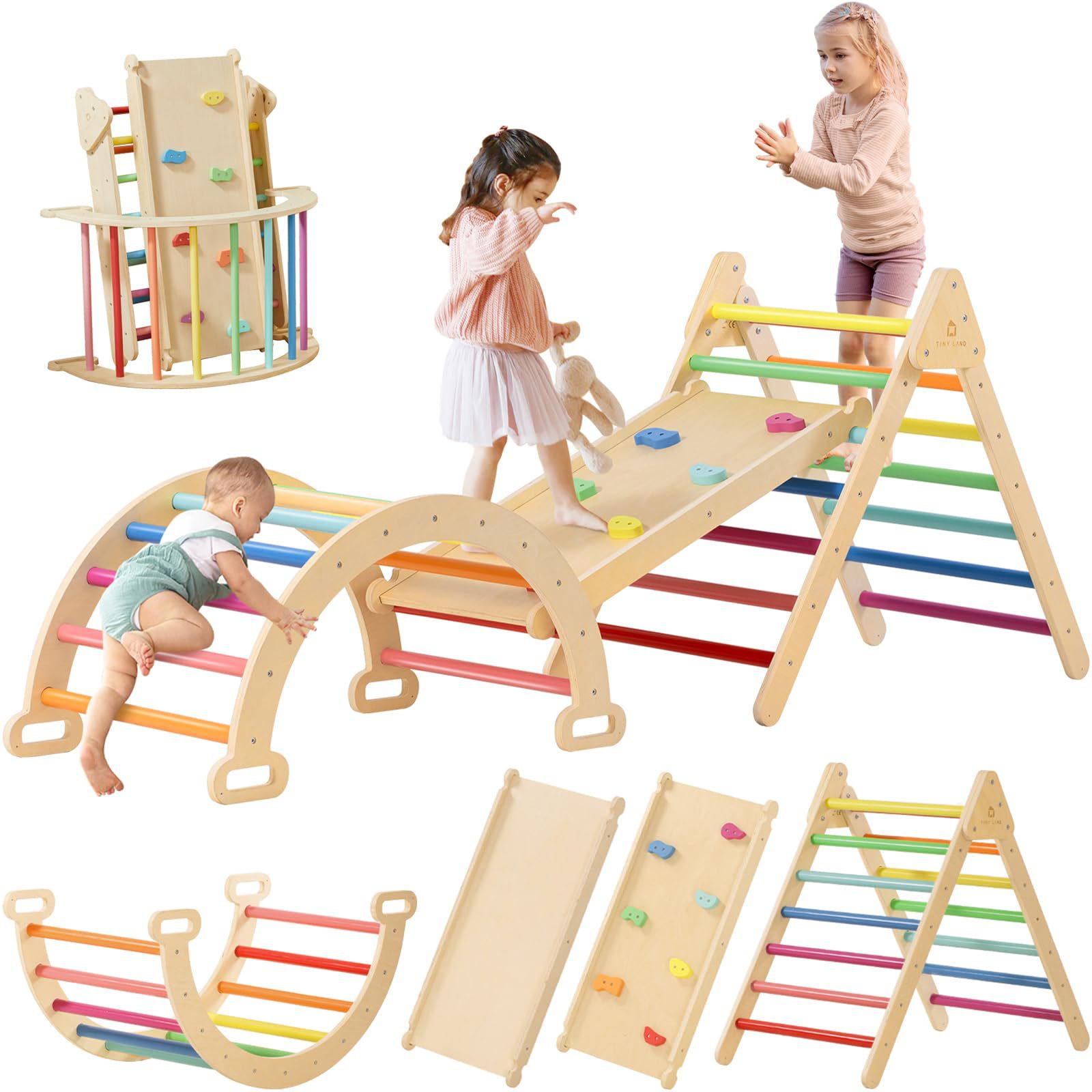 Kids Outdoor Climbing Frame - Structure d'escalade polyvalente en bois massif